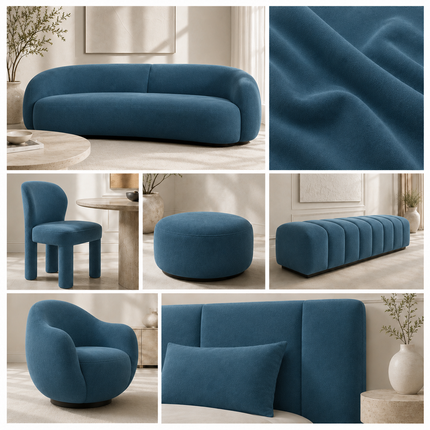 DUTCH SUEDE - Suede Velvet Upholstery Fabric- Dark Teal Blue