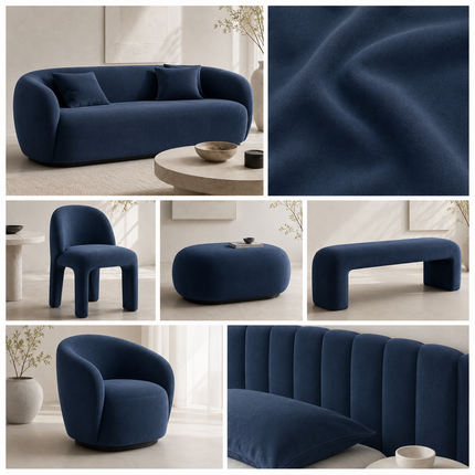 DUTCH SUEDE - Suede Velvet Upholstery Fabric- Navy Blue