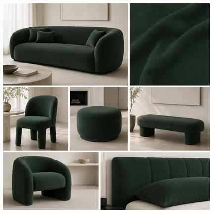 DUTCH SUEDE - Suede Velvet Upholstery Fabric- Bottle Green