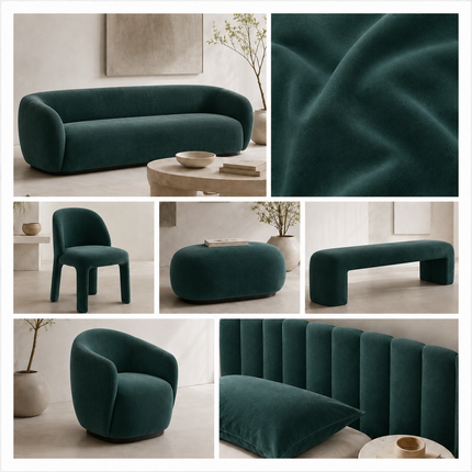 DUTCH SUEDE - Suede Velvet Upholstery Fabric- Dark Jade