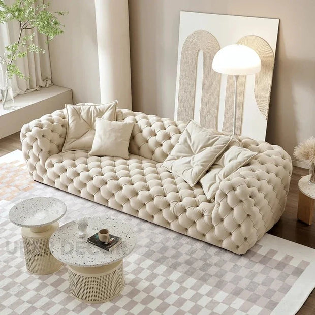 Turku Cream Wind Cloth Luxury Sofa – Modern King-Size Minimalist Lounge Couch for Living Room & Bedroom - Uber Decor