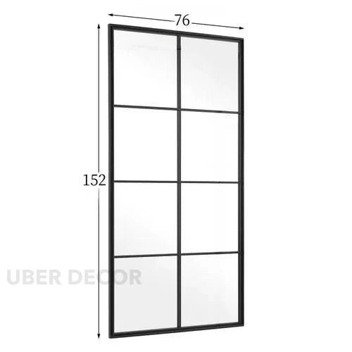 3 Piece French Window Style Metal Frame Mirror Set for Living Room Foyer or Balcony Wall Decor - Uber Decor