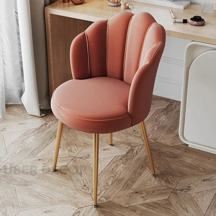 Amaera Luxe Accent Chair – Creative Shell Flower Makeup Stool Compact Backrest Ergonomic Chair Full Sitting Sensation All-match Chair for Living Room - Uber Decor