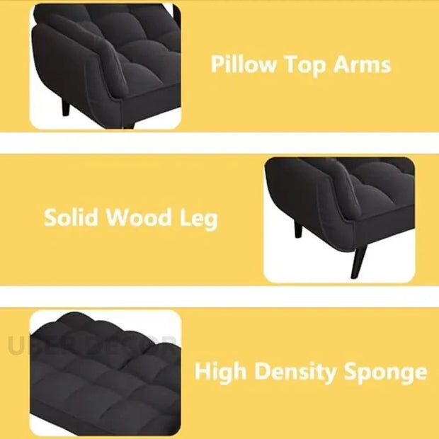 Napoli Futon Bed- Cloud Couch Sofa Convertible Bed- Adjustable Backrest 3-level Foldable Love Seat Sleeper Sofa - Uber Decor