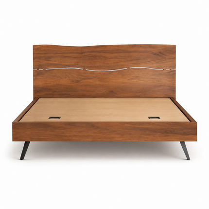 SandalVerve Minimalist Platform Customisable Bed with Artistic Headboard for Modern Spaces