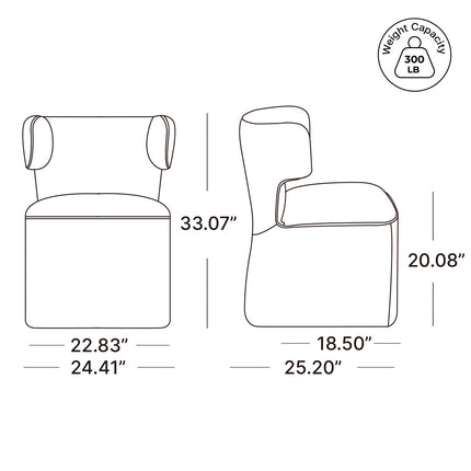 Olera Modern Dining Chair Custom Made Sculptural Wing Back Design Ideal for Dining Room Living