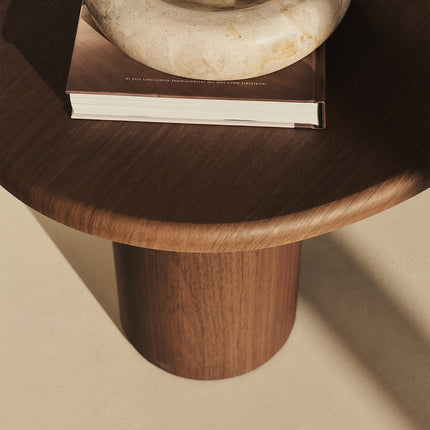Amur Organic Mid Century Japandi Freeform Coffee Table – Solid Wood Top with Cylindrical Legs, Natural Matte Finish – Sculptural Centerpiece for Living Room