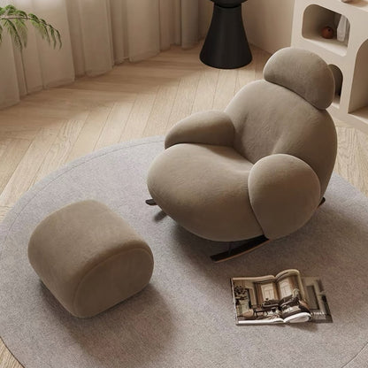 Iraaya Minimalist Plushy Velvet Rocking Cloud Chair with Ottoman for Living Room or Bedroom