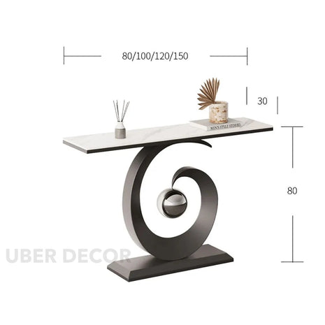 Cirella Spiral Console Table – Nordic Mid Century Metal Console with Marble Top for Luxury Entrances & Living Rooms - Uber Decor