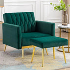 With Ottoman / Green Suede Velvet