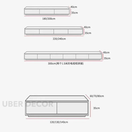 Kurova Linea – Modern TV Cabinet, Japandi Inspired Low Console, Flat Base, Living Room TV Unit - Uber Decor