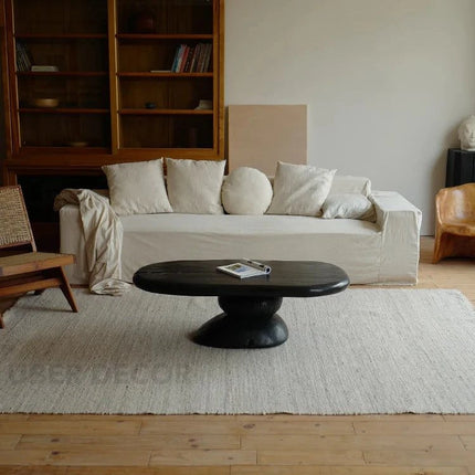 Sava Noir Retro Pebble Coffee Table Carbonized Black Wood Organic Art Form Sculptural Centerpiece for Modern and Vintage Living Rooms - Uber Decor