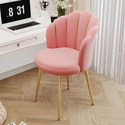Amaera Luxe Accent Chair – Creative Shell Flower Makeup Stool Compact Backrest Ergonomic Chair Full Sitting Sensation All-match Chair for Living Room - Uber Decor