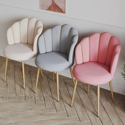 Amaera Luxe Accent Chair – Creative Shell Flower Makeup Stool Compact Backrest Ergonomic Chair Full Sitting Sensation All-match Chair for Living Room - Uber Decor