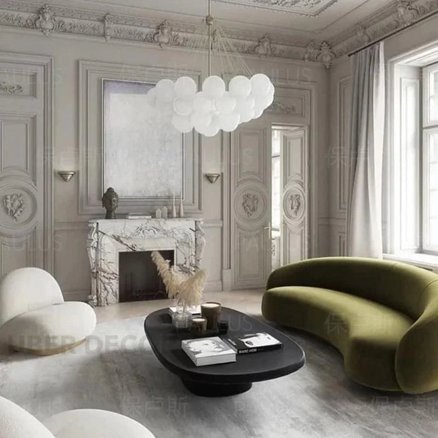 NimbusNest Modern Cloud Couch - Plush, Curved Sofa with Boucle Upholstery - Uber Decor