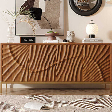 Riva Wave Mid Century Modern Solid Wood Cabinet Ideal for Living Room, Dining Room & Entryway