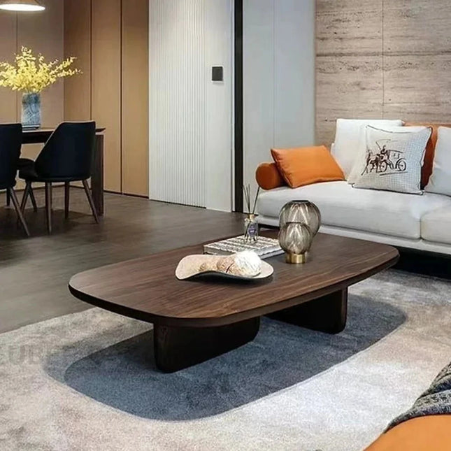 Thames Nova Nordic Minimalist Coffee Table with Solid Walnut Top Wooden Legs Matte Finish Luxury Modern Decor for Living Room - Uber Decor