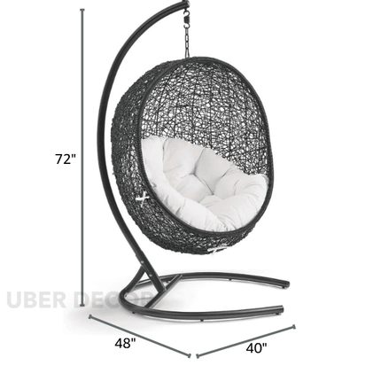 FernCove Cocoon Swing Chair – Textured Organic Weave | Boho Minimalist Form | Scandinavian Inspired | Balcony & Living Room Swing Chair for Gardens, Patios, Studies & Terraces