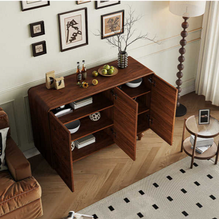 Arco Arch Mid Century Modern Solid Wood Cabinet – Handcrafted Arched Panels Ideal for Living Room, Dining Room & Entryway