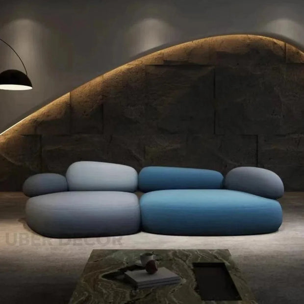 Pebble Cobblestone Curved Fabric Sofa – Artistic Rock-Inspired Modular Design Sofa Set for Living Room - Uber Decor