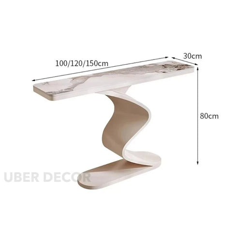 Nuvira Wave Console Table – Modern Minimalist Metal Console with Marble Top for Luxury Entryways & Living Rooms - Uber Decor