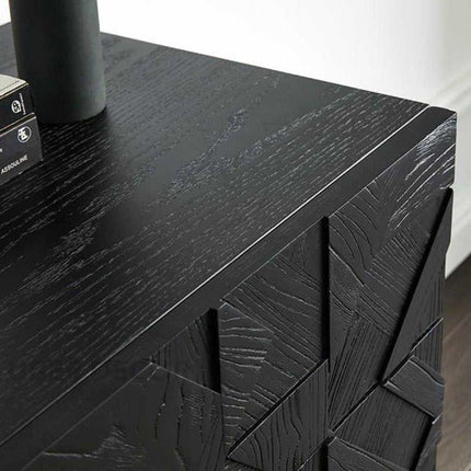 Voro Noir Modern Minimalist Solid Wood Chest of Drawers Black Textured Fronts, Metal Legs Ideal for Bedroom, Living Room & Hallway