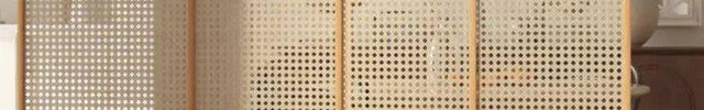 DIVI Handcrafted Wooden Rattan Room Divider with Curved Panel Design for Living Areas, Bedrooms & Custom Interior Zoning
