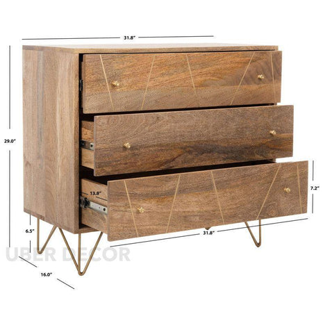 Linea Luxe Modern Minimalist Solid Wood Chest of Drawers Ideal for Bedroom, Living Room & Entryway - Uber Decor