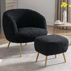 Chair + Ottoman / Black Textured Boucle