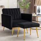 With Ottoman / Black Suede Velvet