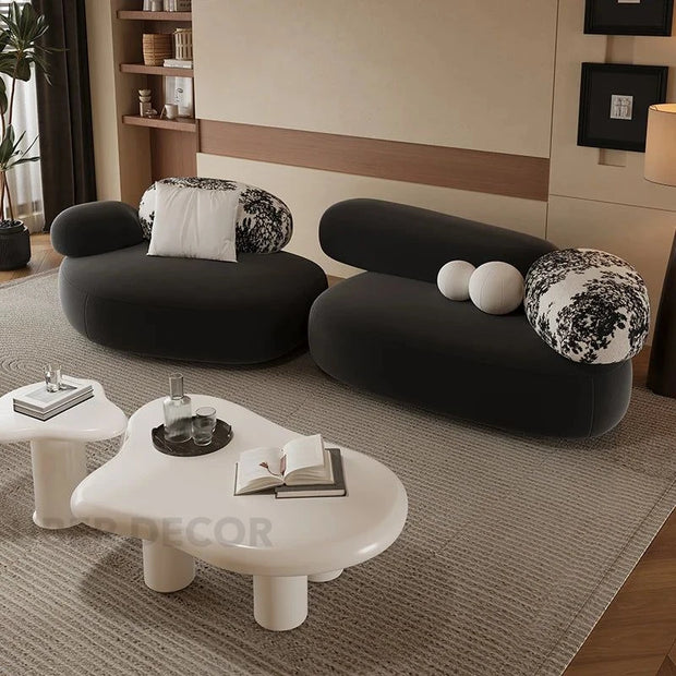 Bilbao 2-Seater Retro Pebble Sofa – Special-Shaped Minimalist Couch for Small Apartments, Homestays, Beauty Salons, and Reception Areas - Uber Decor