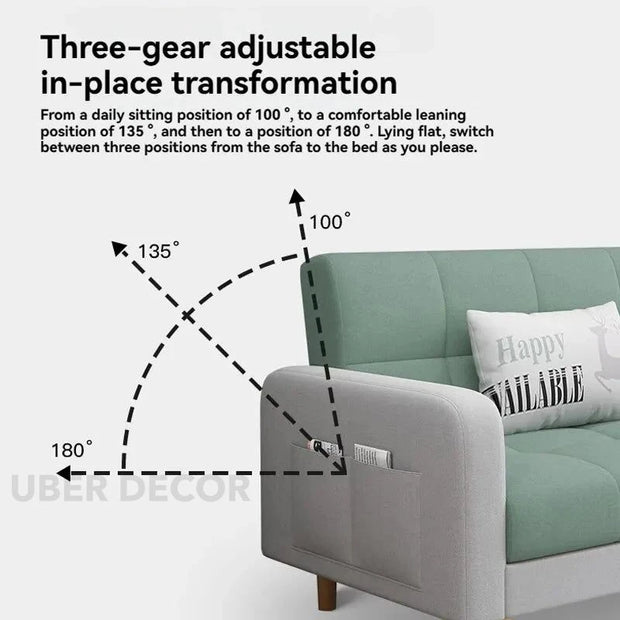Barcelona 66" Sofa Bed- 3 Seater Small Foldable Dual-Purpose Double Sofa Come Bed for Home or Office - Uber Decor