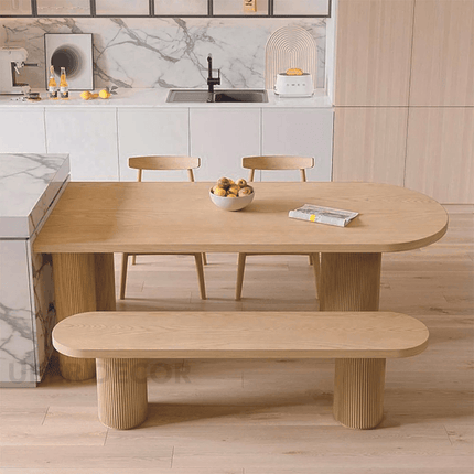 Aureva Oval Dining Table Contemporary Architectural Design Solid Base Made to Order Dining Table for Dining Room and Kitchen Dining Area