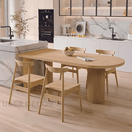 Aureva Oval Dining Table Contemporary Architectural Design Solid Base Made to Order Dining Table for Dining Room and Kitchen Dining Area