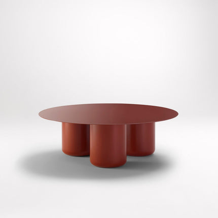 Ord Coffee Table, Modern Sculptural Cobalt Blue Round Minimalist Center Table with Cylindrical Base for Living Room