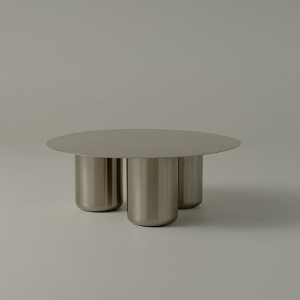 Ord Coffee Table, Modern Sculptural Cobalt Blue Round Minimalist Center Table with Cylindrical Base for Living Room