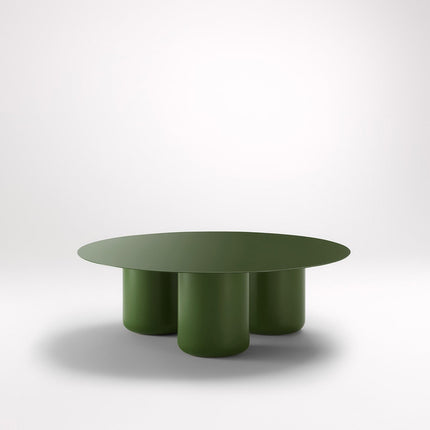 Ord Coffee Table, Modern Sculptural Cobalt Blue Round Minimalist Center Table with Cylindrical Base for Living Room
