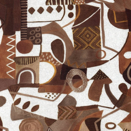 BOTT - Textured Printed Suede Upholstery Fabric- Desert Sun Glyph Mosaic