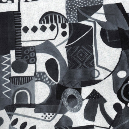 BOTT - Textured Printed Suede Upholstery Fabric- Obsidian Glyph Mosaic