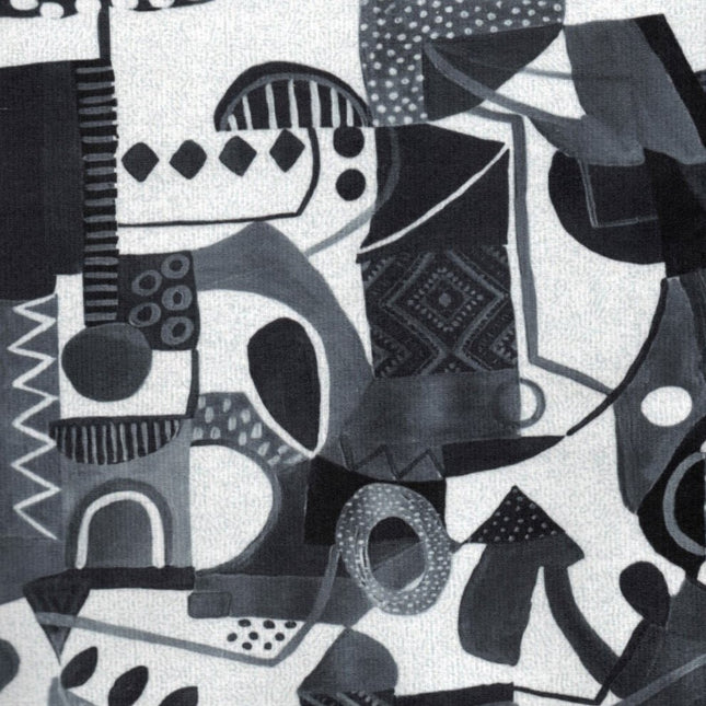 BOTT - Textured Printed Suede Upholstery Fabric- Obsidian Glyph Mosaic