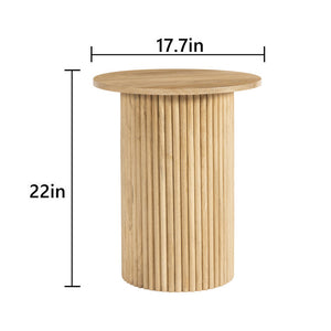The Aria Column – Custom Fluted Cylindrical Wooden Side Table in Modern Scandinavian Style for Living Room, Bedroom, or Lounge - Uber Decor
