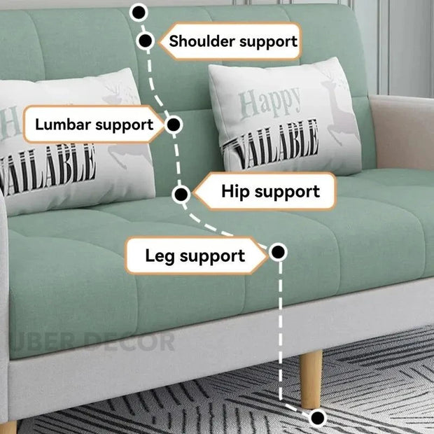 Barcelona 66" Sofa Bed- 3 Seater Small Foldable Dual-Purpose Double Sofa Come Bed for Home or Office - Uber Decor