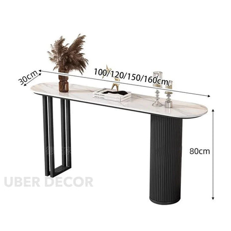 Elva Arc Console Table – Nordic Mid Century Inspired Metal Base Console with Marble Top for Luxury Hallways & Living Rooms - Uber Decor