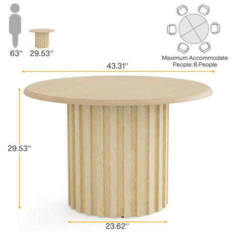 Bellewood French Round Dining Set – Custom Solid Wood with Upholstered Chairs, 4 Seater for Formal Dining Room - Uber Decor