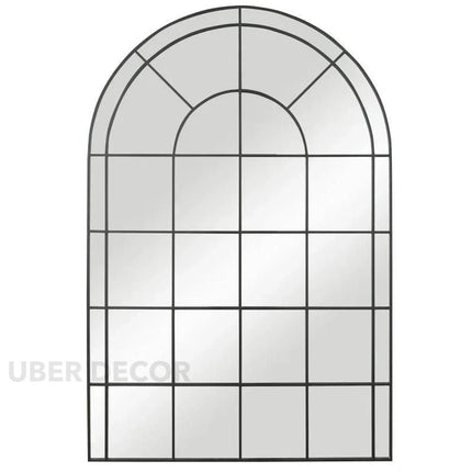 ArcVista Iron Window Pane Mirror | Simple Modern Arched Mirror with Metal Frame | Versatile Wall & Floor Placement | Customizable Art Style Decor - Uber Decor