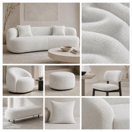 BUCKLEBERRY - Boucle Upholstery Fabric- Arctic White