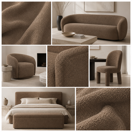 BUCKLEBERRY - Boucle Upholstery Fabric- Mushroom Brown