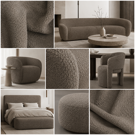 BUCKLEBERRY - Boucle Upholstery Fabric- Greige Brown