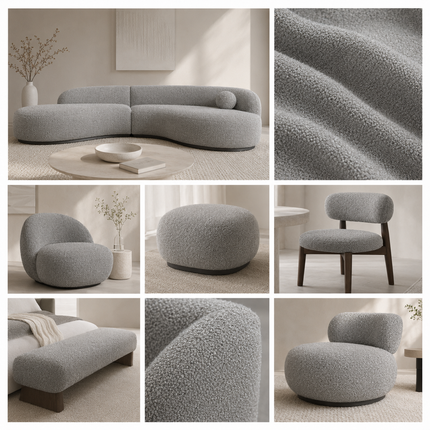 BUCKLEBERRY - Boucle Upholstery Fabric- Industrial Gray