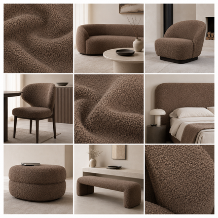 BUCKLEBERRY - Boucle Upholstery Fabric- Fawn Brown